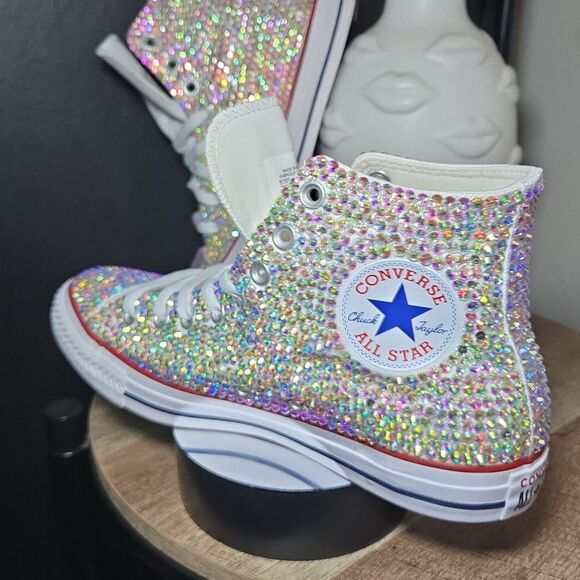 Bling Converse Shoes AB Rhinestones SIZE 9.5 - Picture 15 of 15